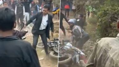 Viral Video: Group of Students Thrash Teacher Brutally, Pelt Stones at Him in Bihar